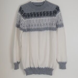 Gamboa Peruvian Alpaca Pullover Knit Sweater White Grey Black Unisex